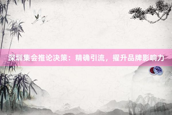 深圳集会推论决策：精确引流，擢升品牌影响力